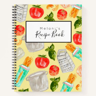 Recept-boek voor gele waterverf notitieboek