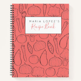 Recept-boek voor rode gepersonaliseerde groentetee notitieboek