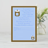 Recept Bruids Douche Uitnodiging - Blauw Monogram (Staand voorkant)