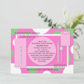 Recept bruidsdouche uitnodiging —  in roze (Staand voorkant)