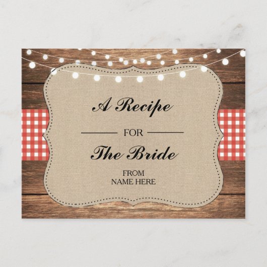 Recept Bruidsfeest Kaarten Rode cheque (Voorkant)