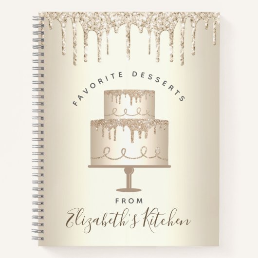 Recept Cookbook Cake Gold Glitter Drip Bakkerij Ch Notitieboek (Voorkant)