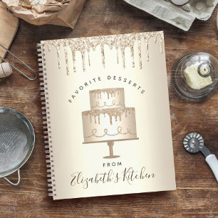 Recept Cookbook Cake Gold Glitter Drip Bakkerij Ch Notitieboek