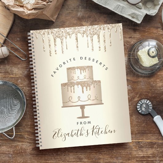 Recept Cookbook Cake Gold Glitter Drip Bakkerij Ch Notitieboek