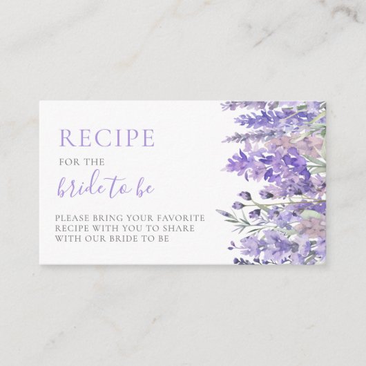 Recept Elegante Lavendel Bloemen Vrijgezellenfeest Informatiekaartje (Voorkant)