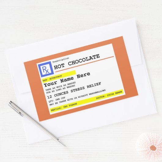 Recept Hot Chocolate gepersonaliseerd Rechthoekige Sticker (Envelop)