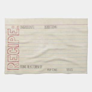  Recept Index Kaart -Handdoek -Stenciled Header Theedoek