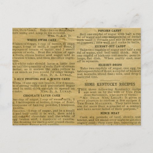 Recept Kaart Antiek Kentucky (Voorkant)