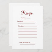 recept kaart bruidsuitnodiging feest bruiloft voeg (Voorkant / Achterkant)