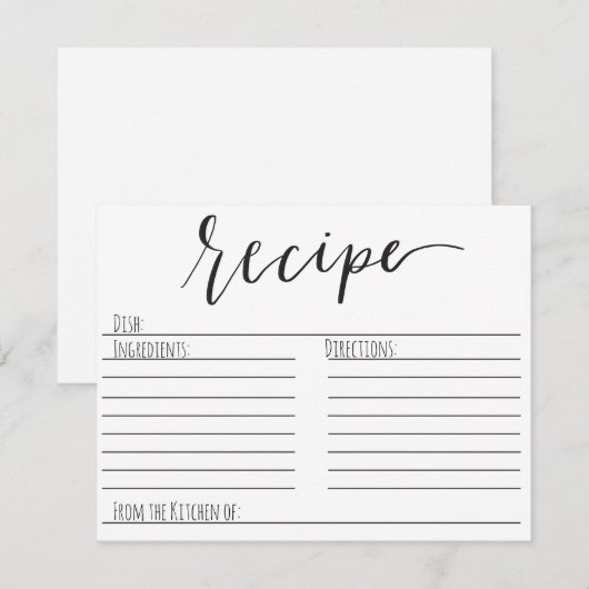 recept-kaart eenvoudig notitiekaartje (Voorkant / Achterkant)