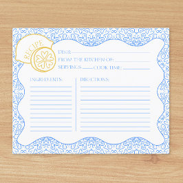 Recept Kaart Italiaans Citrus Lemon Vrijgezellenfe