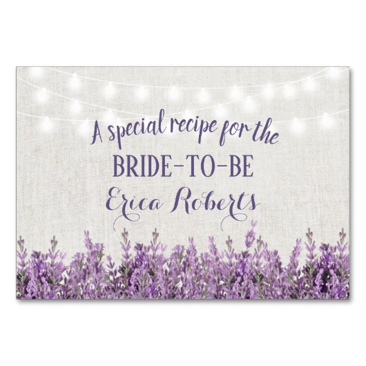 Recept Kaart | Lavendel Floral Elegant Linnen (Voorkant)