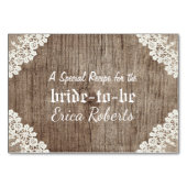 Recept Kaart | Rustic Laced Wood Vrijgezellenfeest (Voorkant)