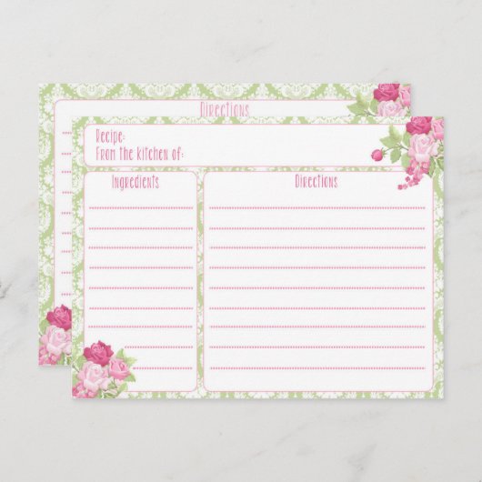 Recept Kaart Shabby Chic (Voorkant / Achterkant)