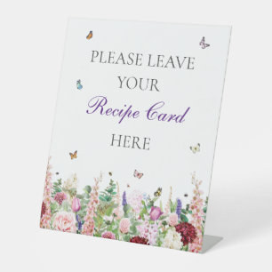 Recept Kaart teken Elegant Bloemen & Vlinders Reclamebord Met Voetstuk