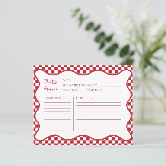 Recept Kaart "That's Amore" Rode Italië Vrijgezell (Staand voorkant)