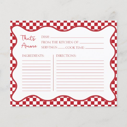 Recept Kaart "That's Amore" Rode Italië Vrijgezell (Voorkant)