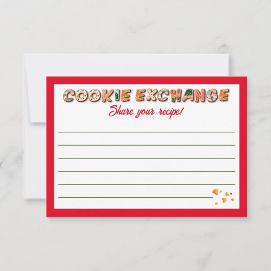 Recept Kaart voor Christmas Cookie Exchange Party (Voorkant)
