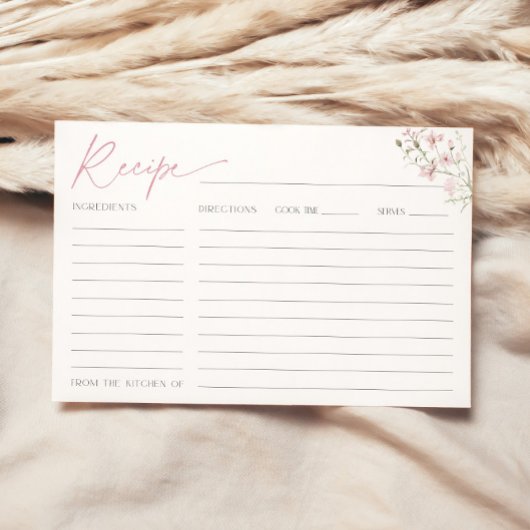 Recept Kaart voor de Bride Blush Pink Wildflowers