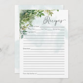 Recept Kaart Waterverf groen Baby shower spel (Voorkant / Achterkant)