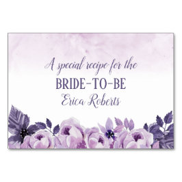 Recept Kaart | Waterverf Paarse bloemenelegant