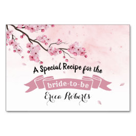 Recept Kaart | Waterverf Roze Bloemen Vrijgezellen