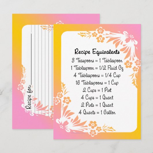 Recept Kaarten met equivalenten op Floral Pastel (Voorkant / Achterkant)