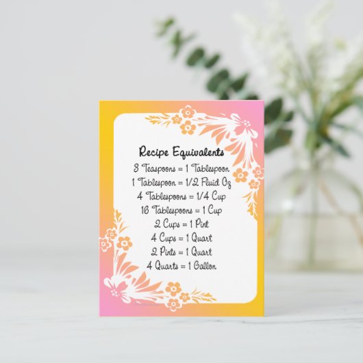 Recept Kaarten met equivalenten op Floral Pastel (Staand voorkant)