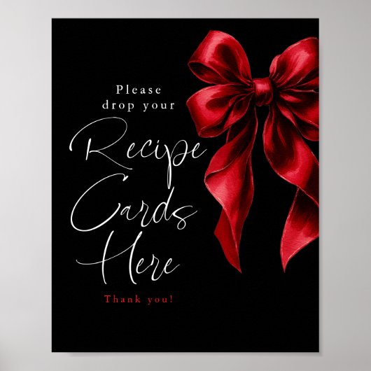 Recept Kaarten Red Bow Vrijgezellenfeest Sign Poster (Voorkant)