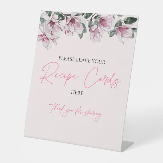 Recept Kaarten teken | Roze Bloemen Vrijgezellenfe Reclamebord Met Voetstuk (Voorkant)