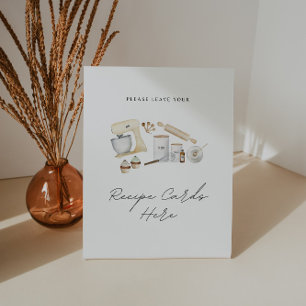 Recept Kaarten Teken Voorraad het Keuken Vrijgezel Reclamebord Met Voetstuk