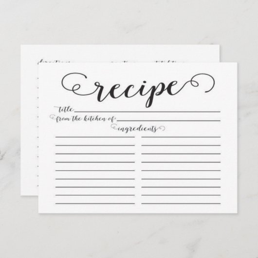 Recept Kaarten voor Modern Script Vrijgezellenfees (Voorkant / Achterkant)