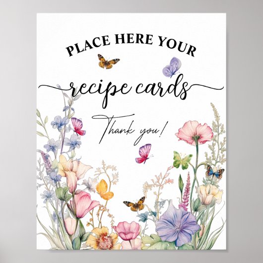 Recept Kaarten Wildflower Vlinders Vrijgezellenfee Poster (Voorkant)