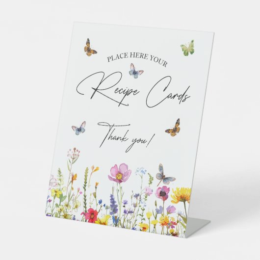 Recept Kaarten Wildflower Vlinders Vrijgezellenfee Reclamebord Met Voetstuk (Voorkant)