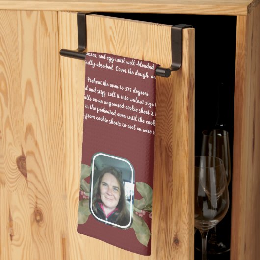 Recept Keepsake foto en bloemige tan grijs plaid Theedoek (Derde Gevouwen)