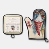 Recept keepsake Kerstkoekjes  Gnome Ovenwant & Pannenlap Set (Voorkant)