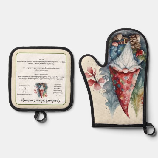 Recept keepsake Kerstkoekjes Gnome Ovenwant & Pannenlap Set (Voorkant)