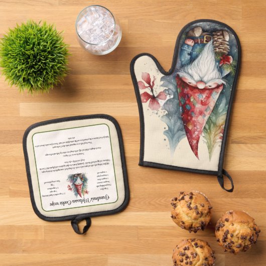 Recept keepsake Kerstkoekjes  Gnome Ovenwant & Pannenlap Set (Top down)