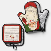 Recept keepsake Kerstkoekjes  Santa Ovenwant & Pannenlap Set (Voorkant / Achterkant)