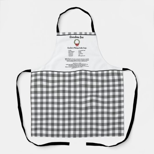 Recept Keepsake Xmas Cookie Grijs Plaid Krans Schort (Voorkant)