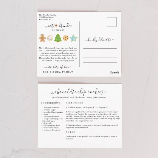Recept kerst ansichtkaart briefkaart