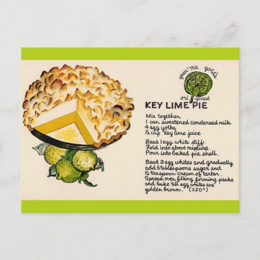 Recept Key Lime Pie Briefkaart (Voorkant)