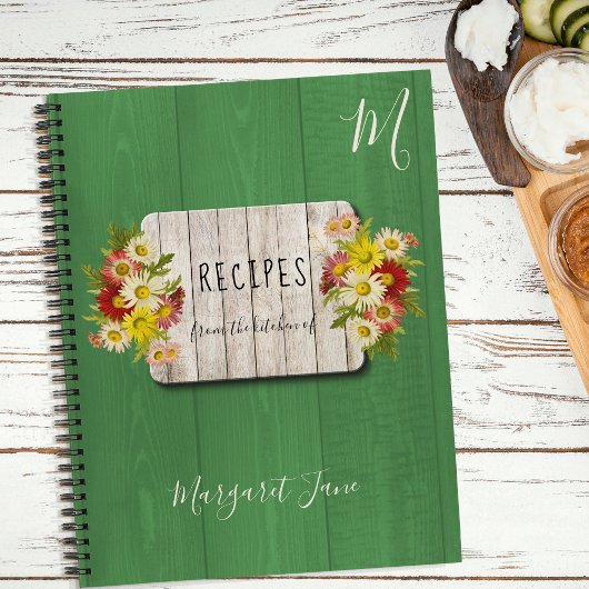 Recept kookboek chef monogram rustieke keuken notitieboek