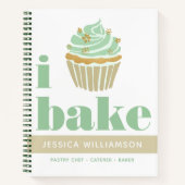 Recept Kookboek Cupcake Retro Groen Goud Bake Bold Notitieboek (Voorkant)