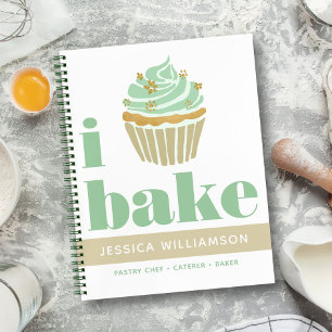 Recept Kookboek Cupcake Retro Groen Goud Bake Bold Notitieboek