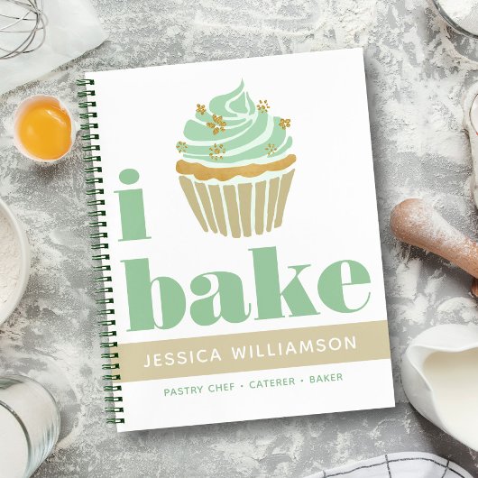 Recept Kookboek Cupcake Retro Groen Goud Bake Bold Notitieboek