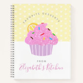 Recept kookboek gele cupcake harten modern zoet notitieboek (Voorkant)