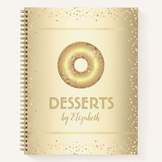 Recept kookboek goud glitter donut modern chic notitieboek (Voorkant)