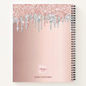 Recept kookboek monogram glitter roos gold silver notitieboek (Achterkant)