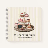  Recept Kookboek Organisator Retro Dessert Notitieboek (Voorkant)
